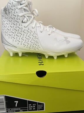 Under Armour White High-Top Cleats with Silver Logo